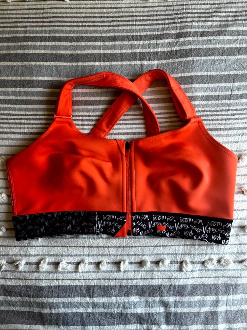 SHEFIT Flex Orange & Black Sports Bra in 3Luxe